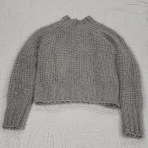 SO brand-Fuzzy Knit Turtleneck Sweater M - Gray